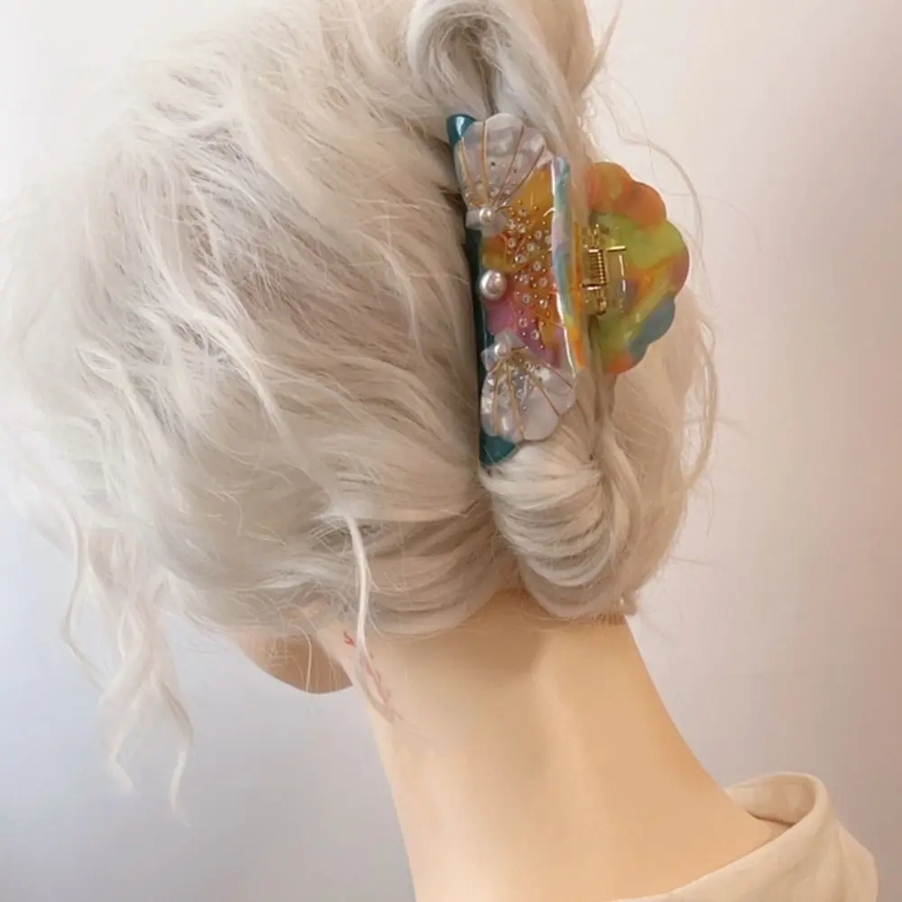 

Elegant Ocean Series Hair Claw Acetic Acid Korean Style Shell Hair Claw Hair Accessories High Ponytail Clip Geometry Shark Clip
