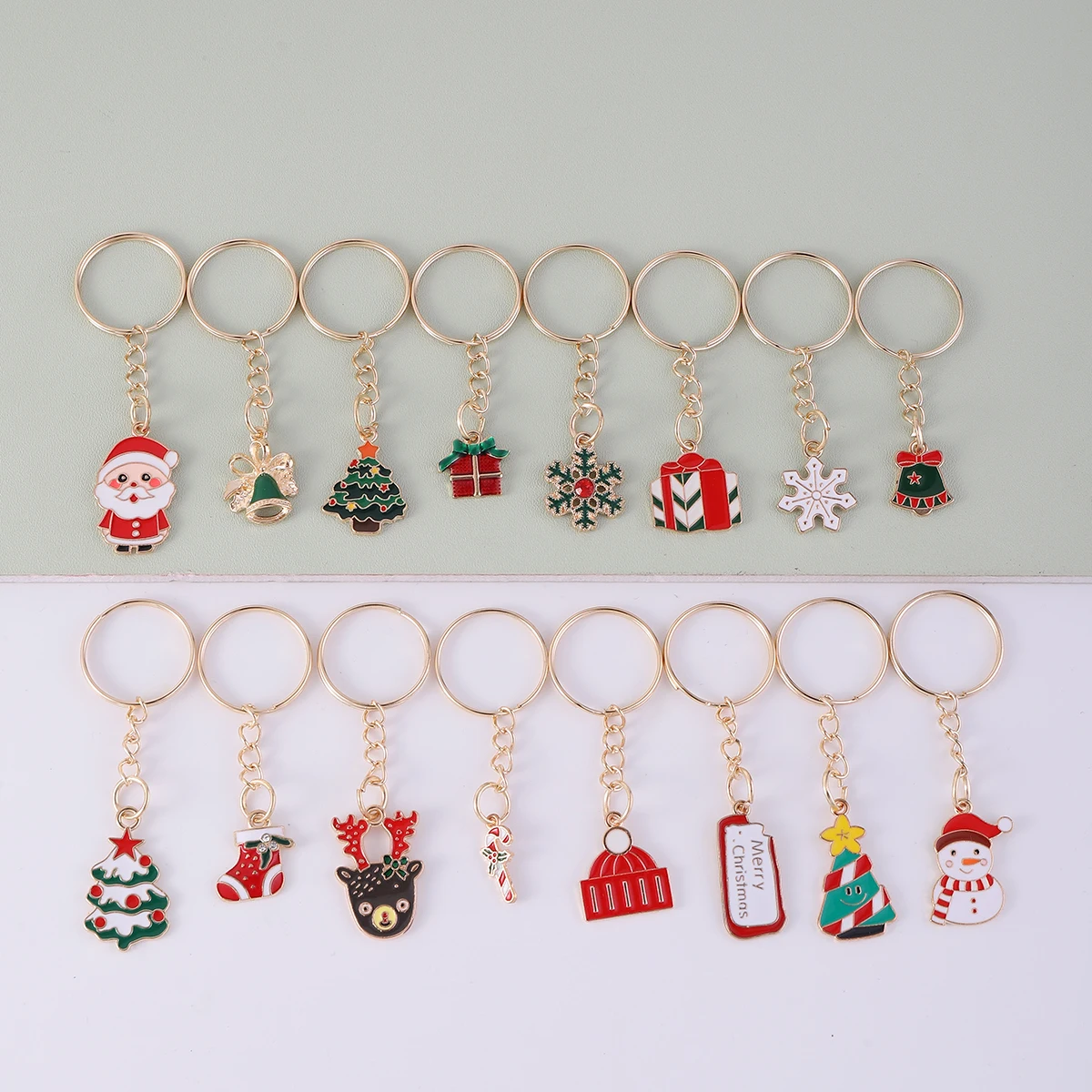 Multi-style Christmas Key Ring Set, 16 Pcs