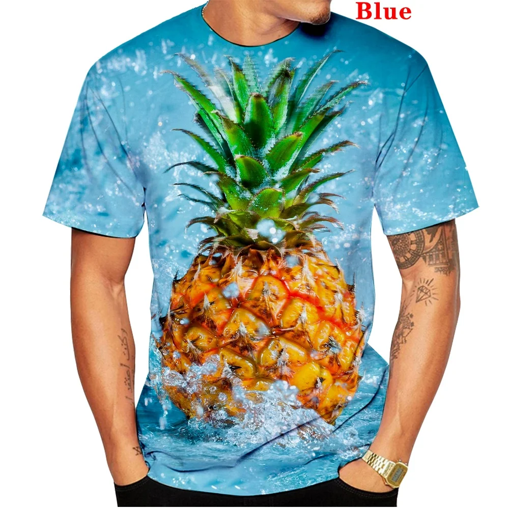 New Men\'s Women\'s Fashion Pineapple Shirt Graphic Tees Summer Short Sleeve Round Neck T-Shirt Tops