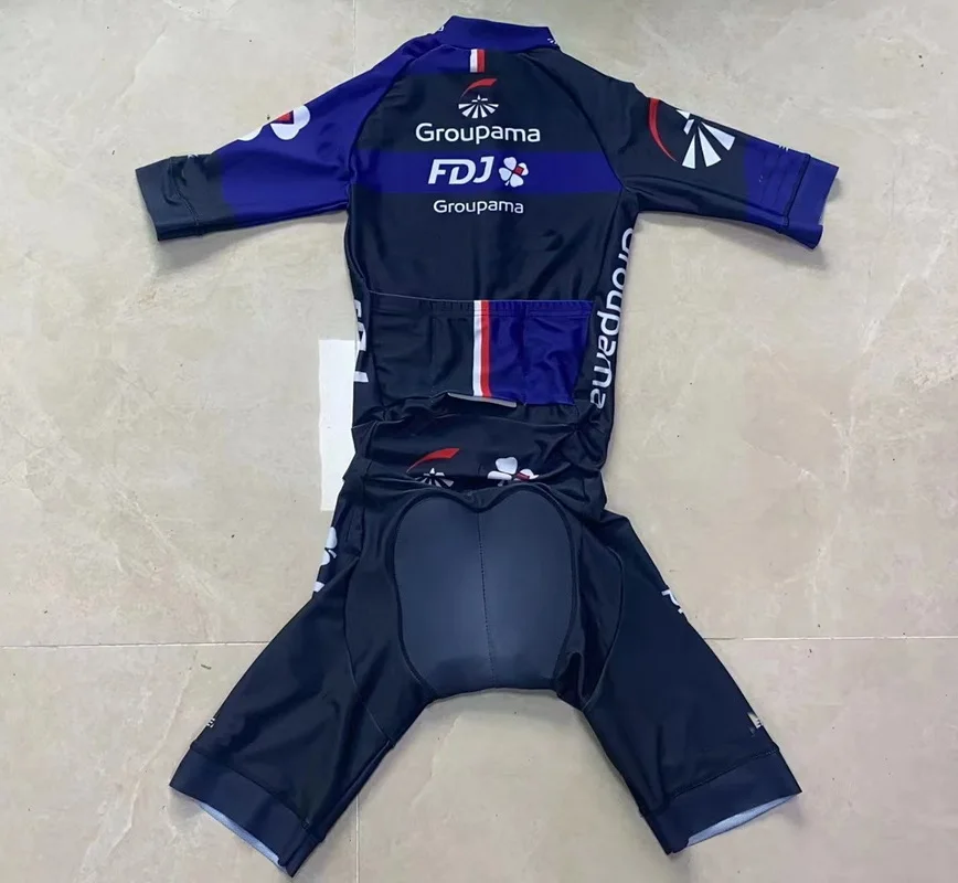 LASER CUT Skinsuit 2024 GROUPAMA FDJ TEAM Blue Bodysuit SHORT Cycling Jersey Bike Bicycle Clothing Maillot Ropa Ciclismo