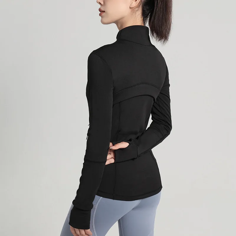 Outdoor Sports Running Black Thin Sunscreen Clothes Women's New Y2k Summer Breathable Long Sleeve Thin Yoga Clothing Coat Tide