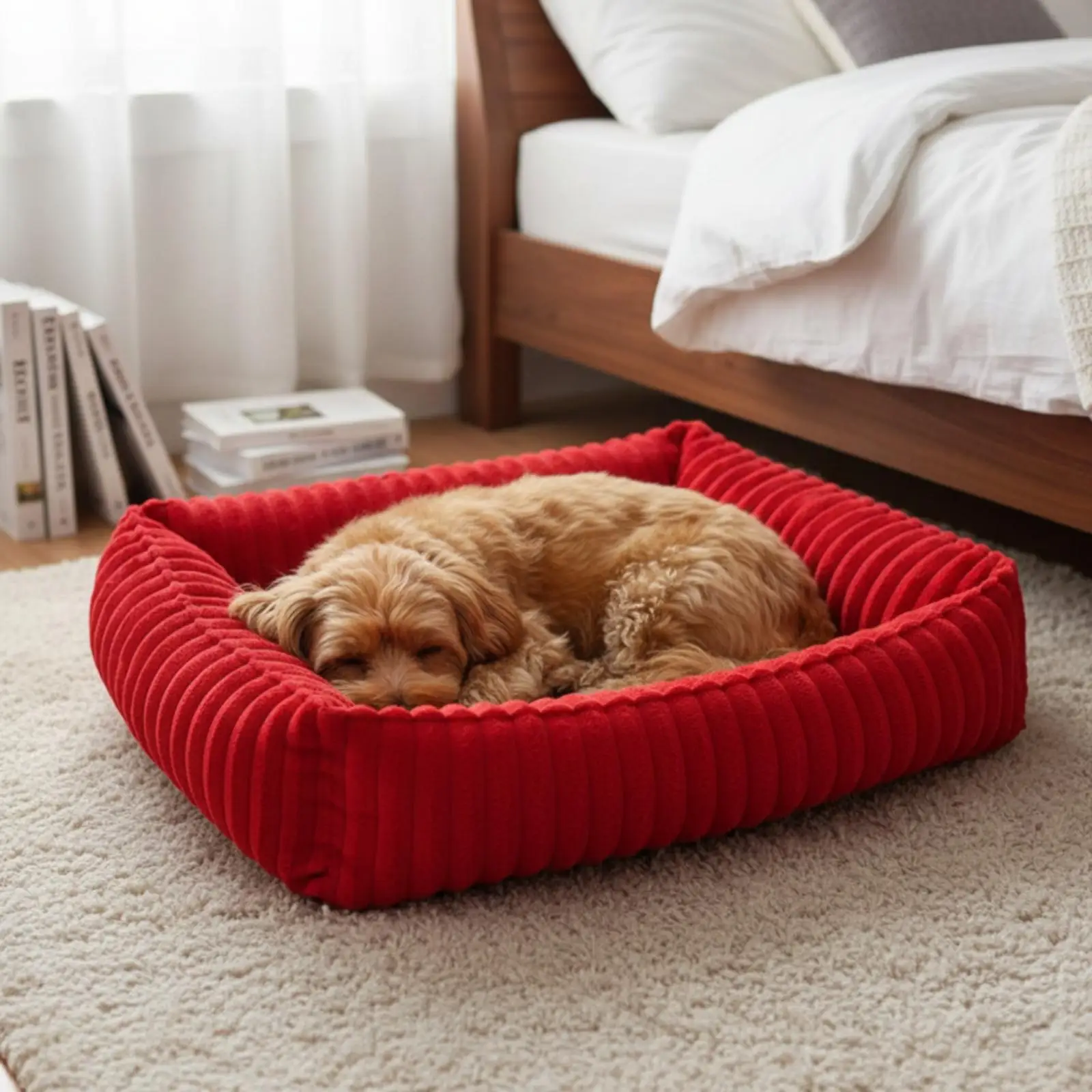 Luxurious Pet Bed Padded Corduroy Pet Bed Cat Couch Soft Cozy for Dogs, Living Room, Bedroom