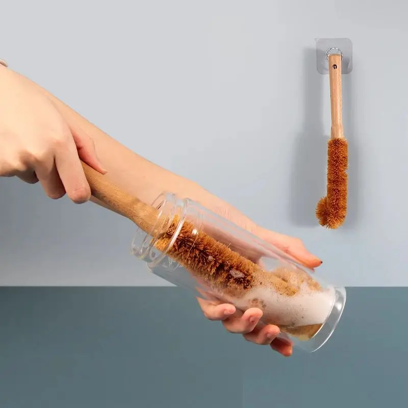 Kitchen Sink Cleaning Brush Natural Coir Brush Glass Cup Brush Non-stick Skillet Brush Dish Washing Bottle Cleaner