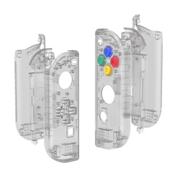 eXtremeRate Switch Gamepad Replacement Case Transparent Shell Cover for Nintend Switch NS JoyCon & NS OLED JoyCon - Clear Black