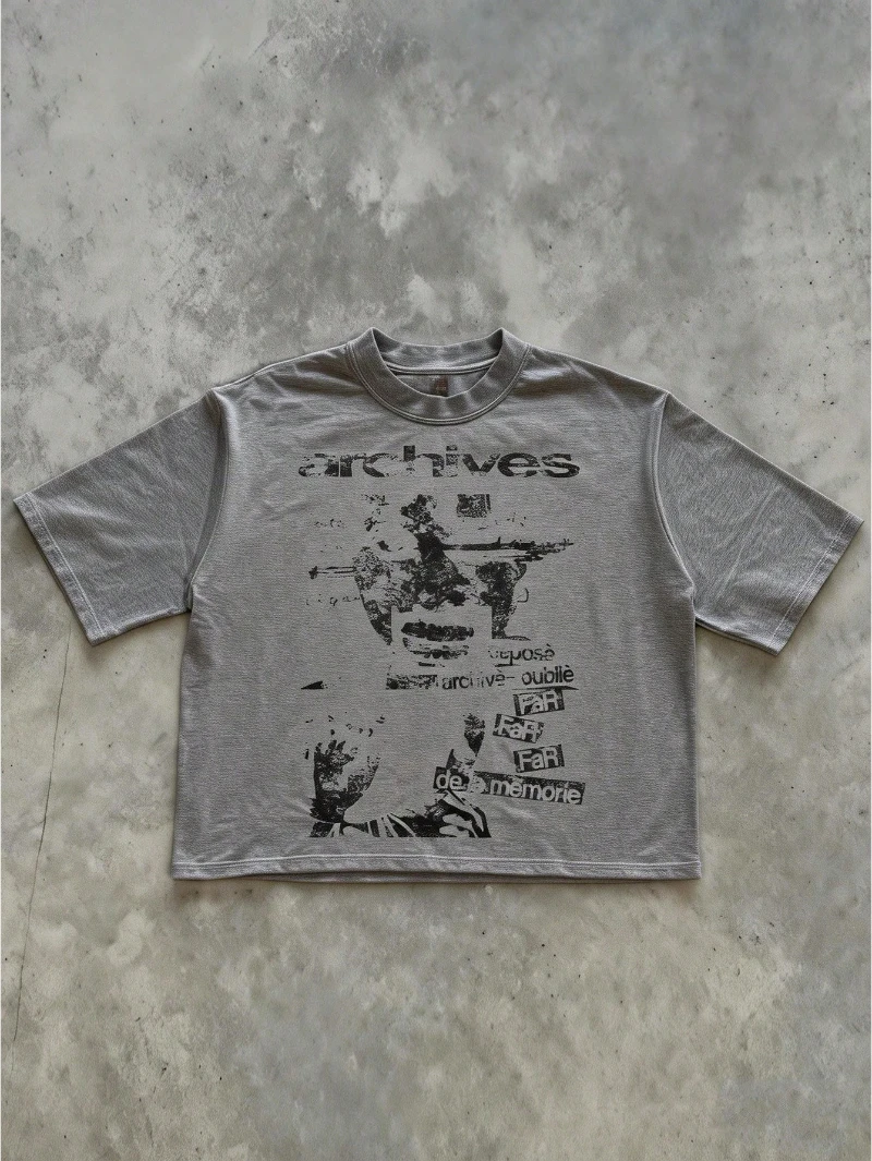 Herren Casual Rundhals-Kurzarm-Baumwoll-T-Shirt, Sommer-Urlaubs-Oberteil, T-Shirt mit Grafikdruck, Y2K Streetwear-Stil – Detail 4
