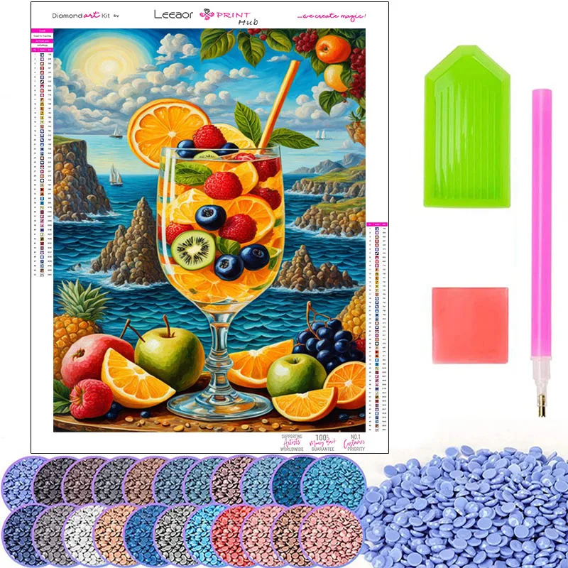 Fruit Cocktail Diamond Painting Colorful Cartoon Full Diamond Mosaic Embroidery Home Decoration Cross Stitch Kit Handmade Gifts