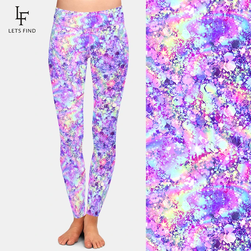 LETSFIND Fashion Women's 3D Glitter Digital Printing Leggings High Waist Fitness Skinny Stretch Leggins Elastic Sexy Girl Leggin