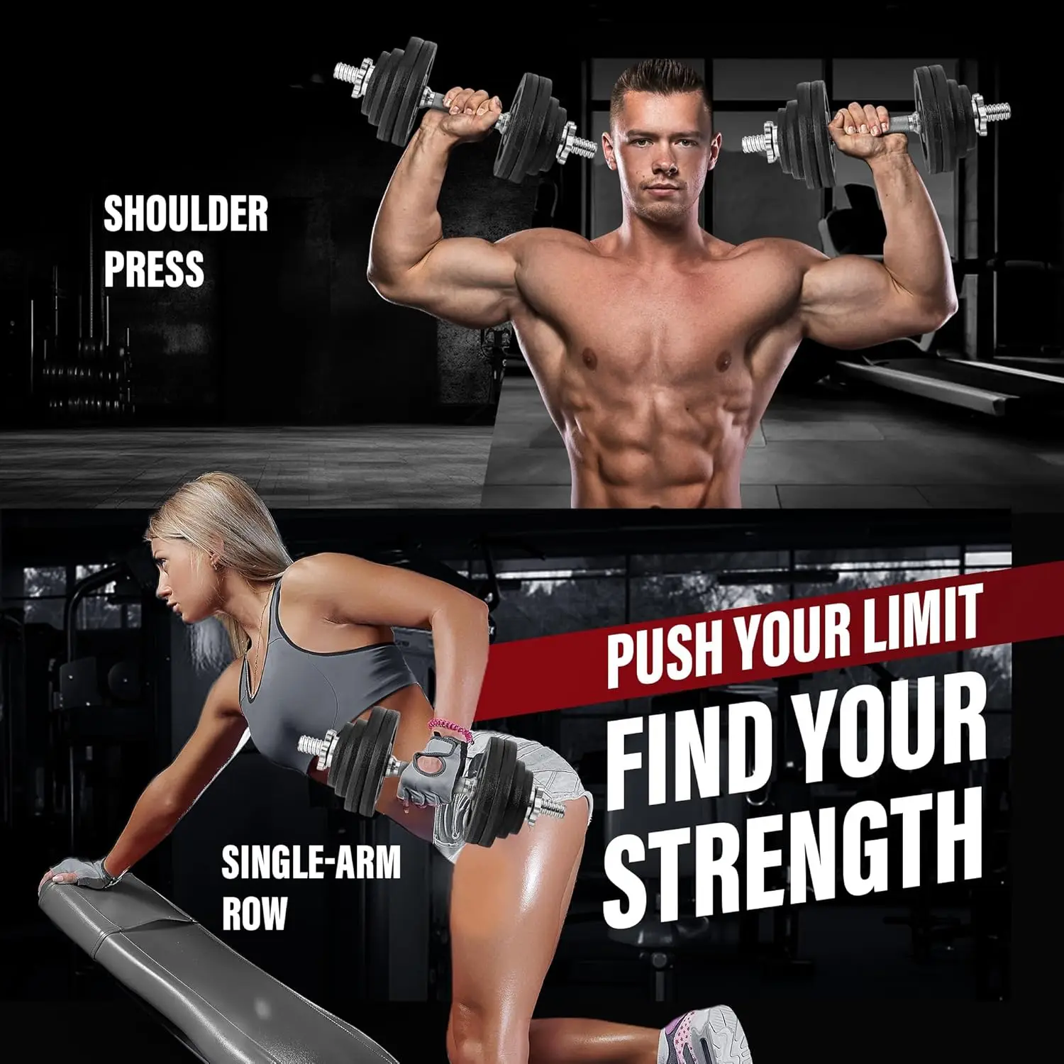 調整可能なダンベルセット（ウェイトプレート付き）- エクササイズ器具、40ポンドから200ポンドのオプション