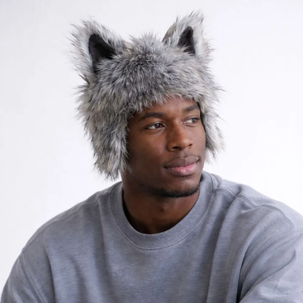 Fancy Dress Grey Wolf Paw Cosplay Set Fluffy Texture Hairy Werewolf Paw Mitten Faux Fur Animal Cosplay Wolf Claws Winter