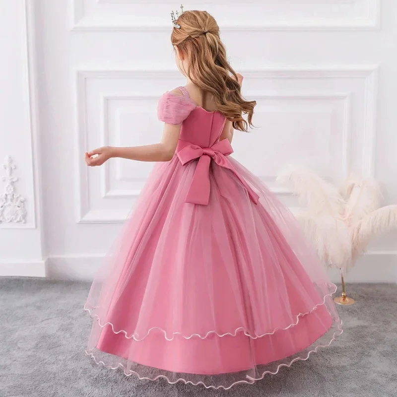 Girls Bridemaid Dress for Wedding Elegant Flower Long Formal Evening Dress Kids Birthday Party Gown Pageant Ceremony Dresses