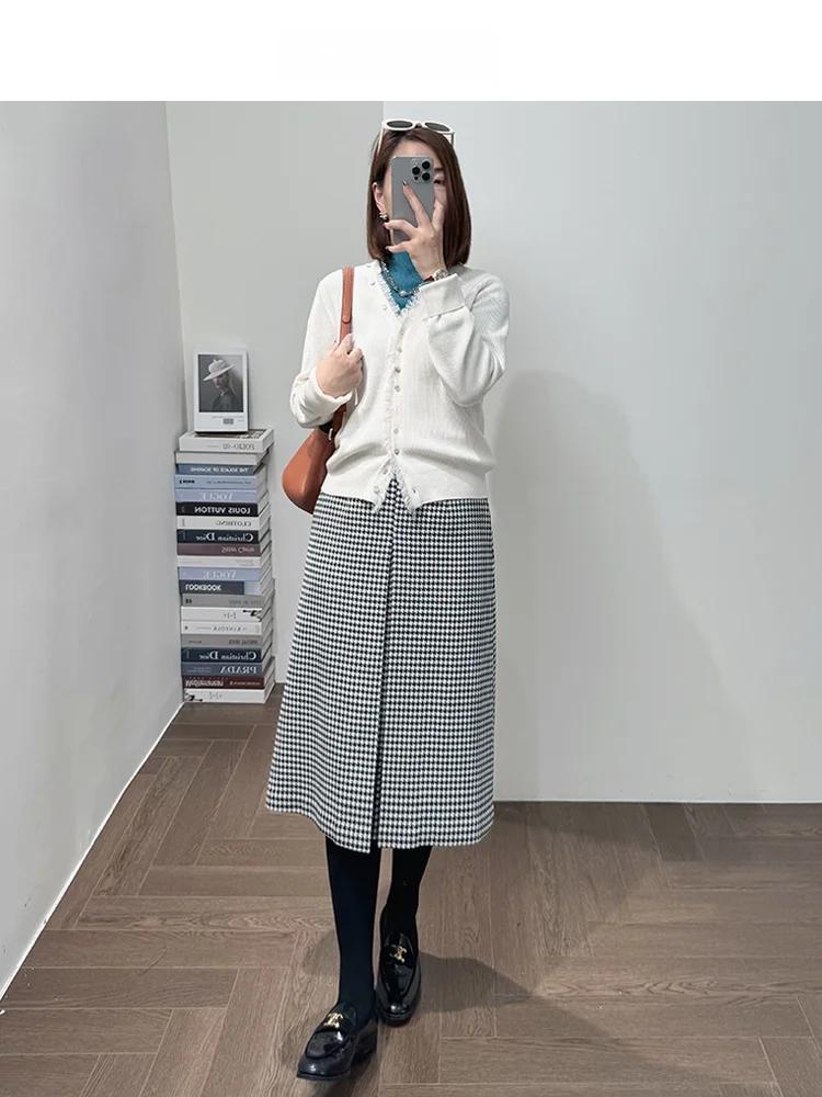 

Slim Fit Knitted Wool Sweater Handmade Super Tight Ball Resistant Quali Texture Layering Tool Faionable Women's Knitwear