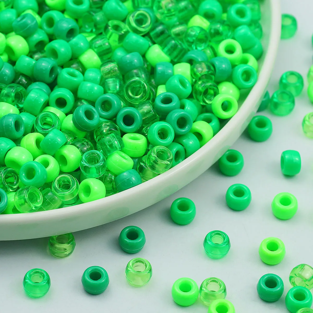 9×6mm Grün Gemischt Gemischt Acryl Durchscheinende Spacer Lose Große Loch Perlen Für Schmuck Machen DIY Armband ohrringe Zubehör