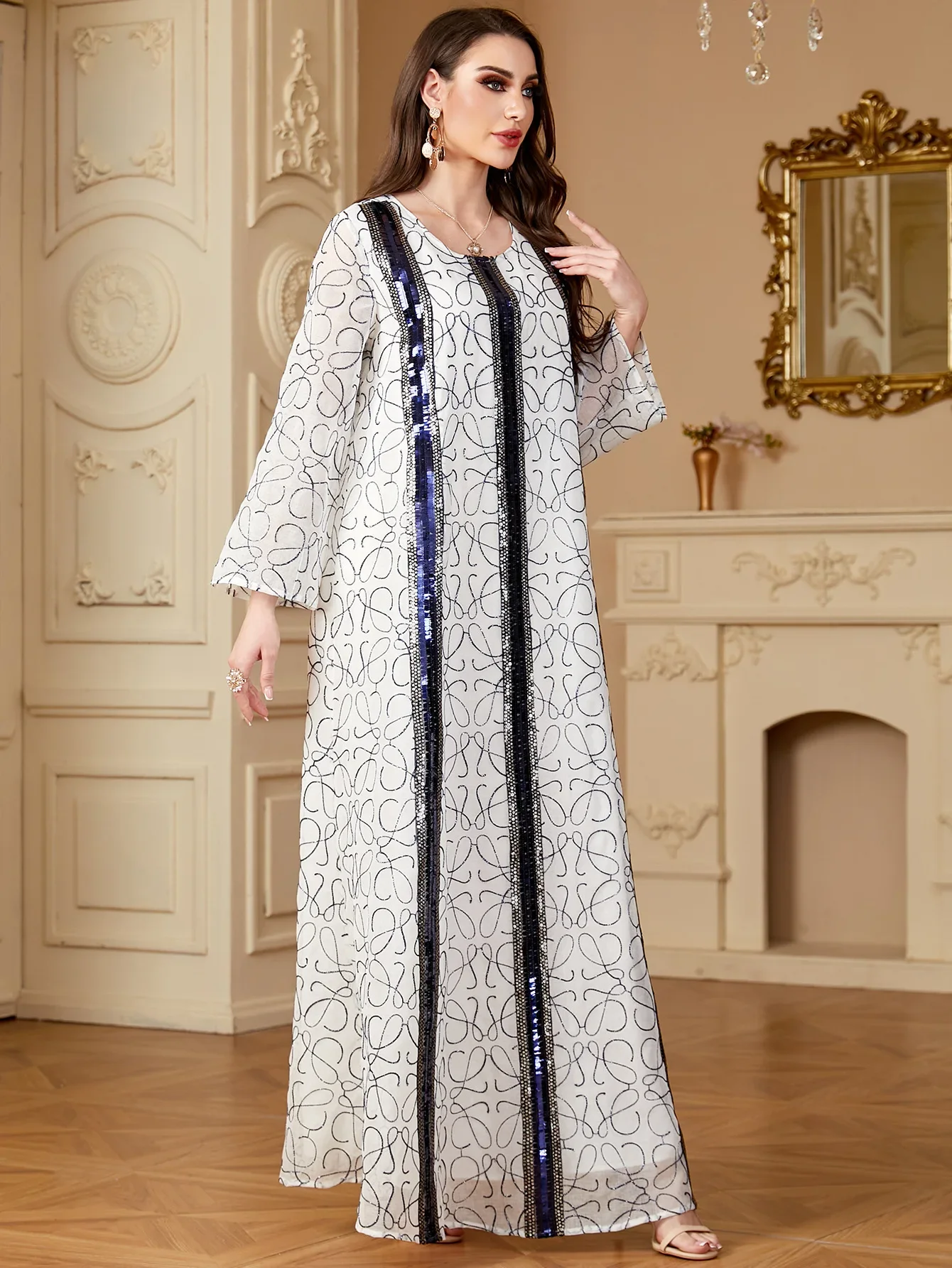 Eid muzułmańska sukienka z cekinami dla kobiet 2025 Ramadan Jalabiya długie sukienki na imprezę długa szata maroko dubaj Abaya Kaftan Vestidos Largos