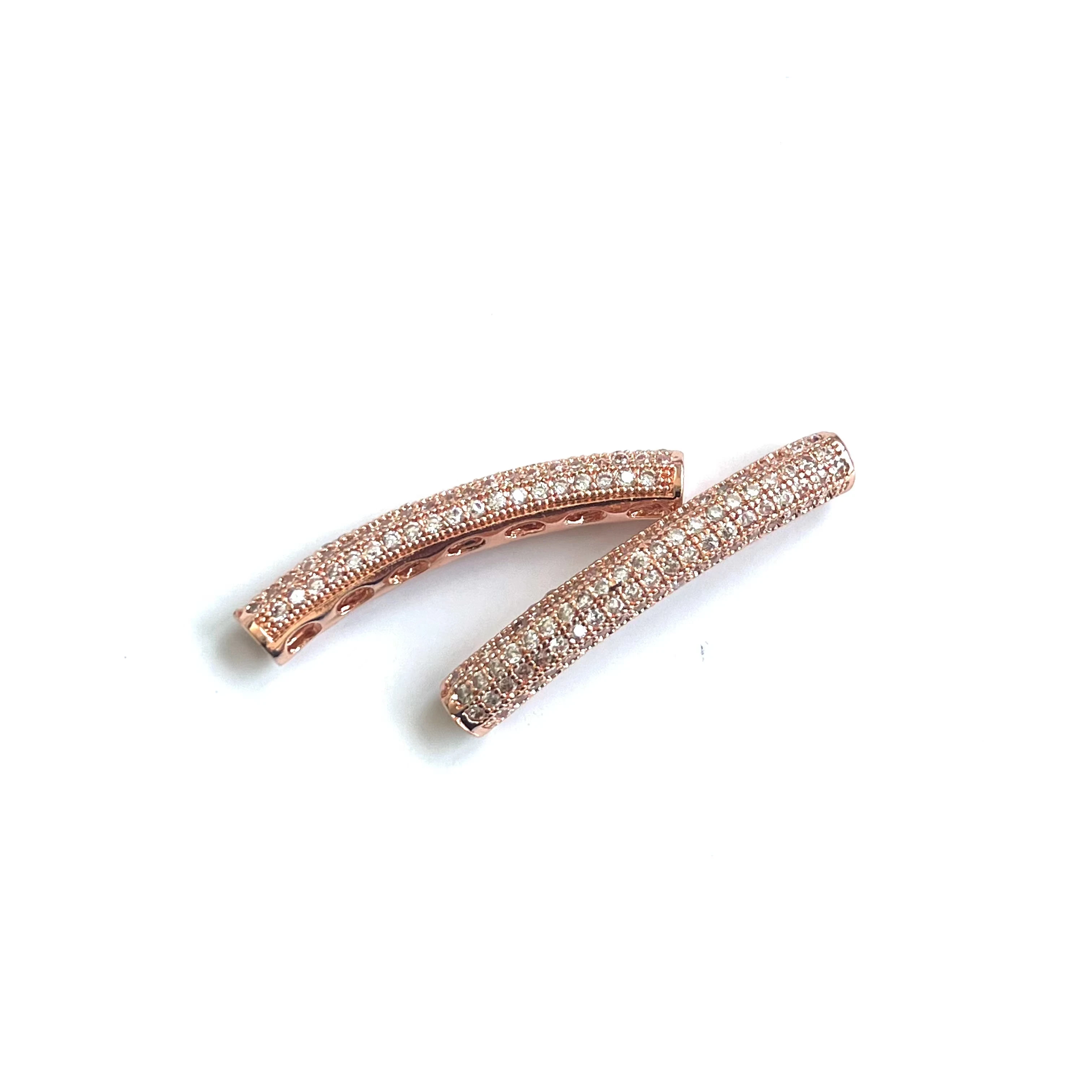 10Pcs CZ Pave Bar Tube Connector Zirconia Gold Silver Plated Jewelry Finding for Woman Bracelet Necklace Hand Making Design