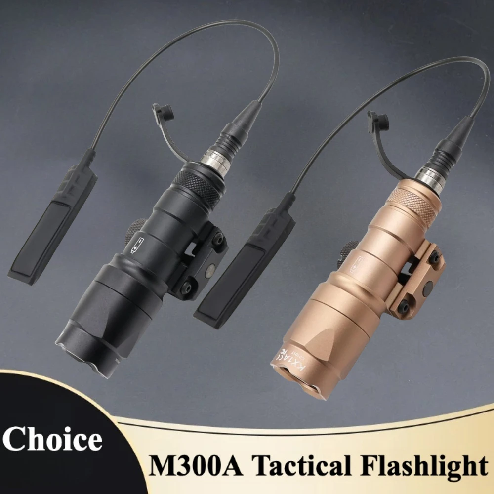 

Tactical M300A Airsoft Powerful LED Flashlight Weapon Gun Light Dual Function Switch Fit 20mm Rail for Outdoor Hunting