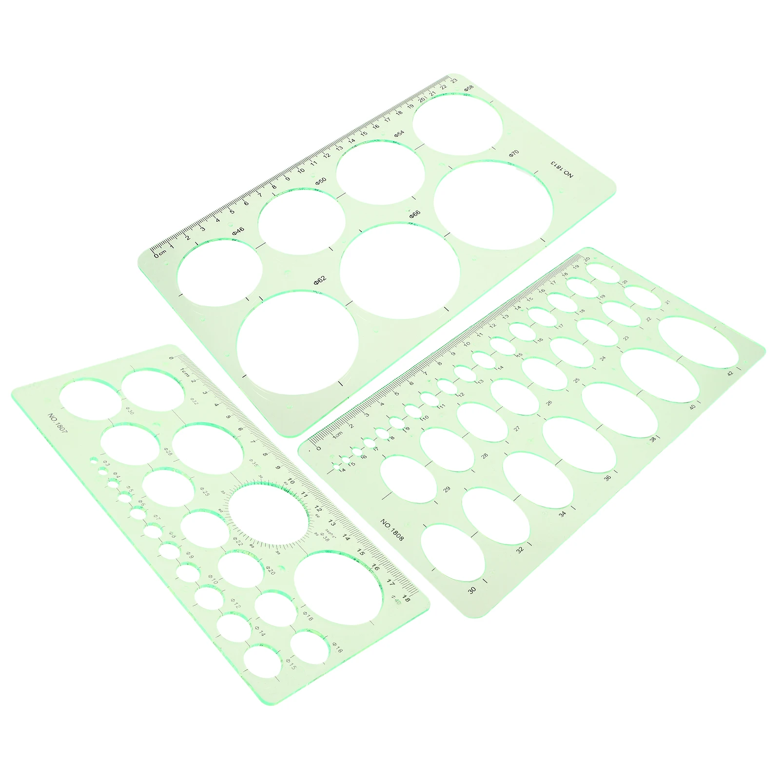 3pcs Drawing Template Geometric Shapes Stencils Plastic DIY Hollow Out Students Drafting Ruler Lightweight Safe Material Indoor