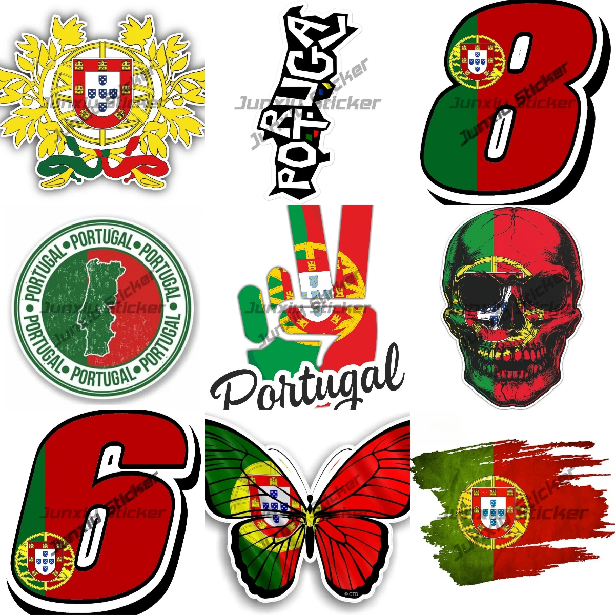 

Creativity Portugal Flag Car Stickers Portuguese Racing Number Styling PVC Decals Trolley Case Motorcycle Vinyl Decals