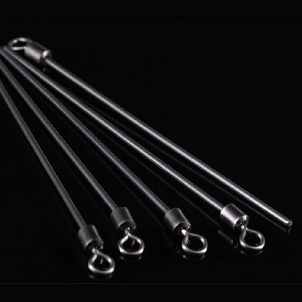 20 piezas de alambre de acero, poste largo, giratorios de pesca, rodamiento de bolas, anillos sólidos giratorios para accesorios de pesca de carpa
