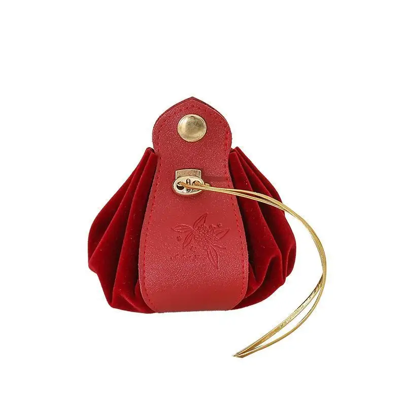 

Velvet Drawstring Bag Embossed Floral Soft Protective Jewelry Pouch for Christmas Holiday Candy Gift Giving