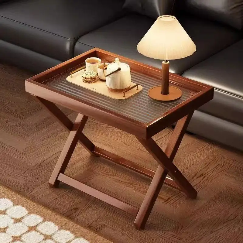 

Retro Bamboo Coffee Tables Living Room Small Side Table Foldable Bedroom Portable Nightstand Simple Home Storage Furniture