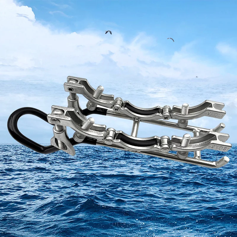 Portacañas doble abrazadera acero inoxidable ajustable para barco - imagen 4