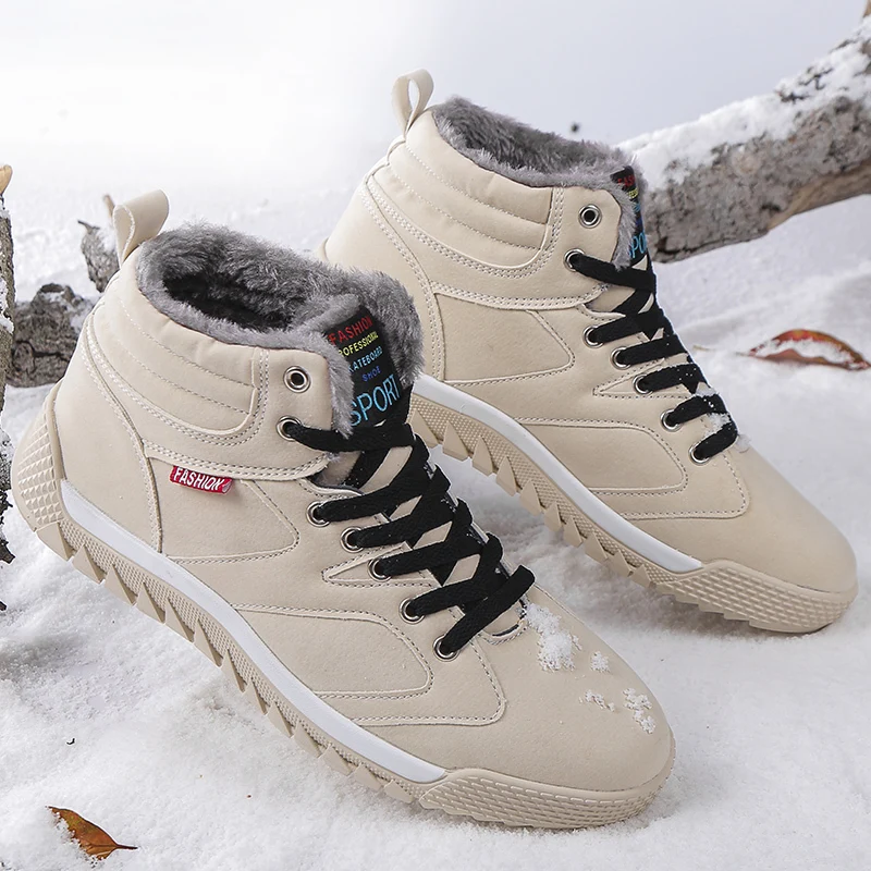 New Winter Men's Snow Boots Waterproof Men Winter Ankle Boots Big Size Plush Shoes Outdoor Hiking Shoe Warm Sneakers Men Shoes