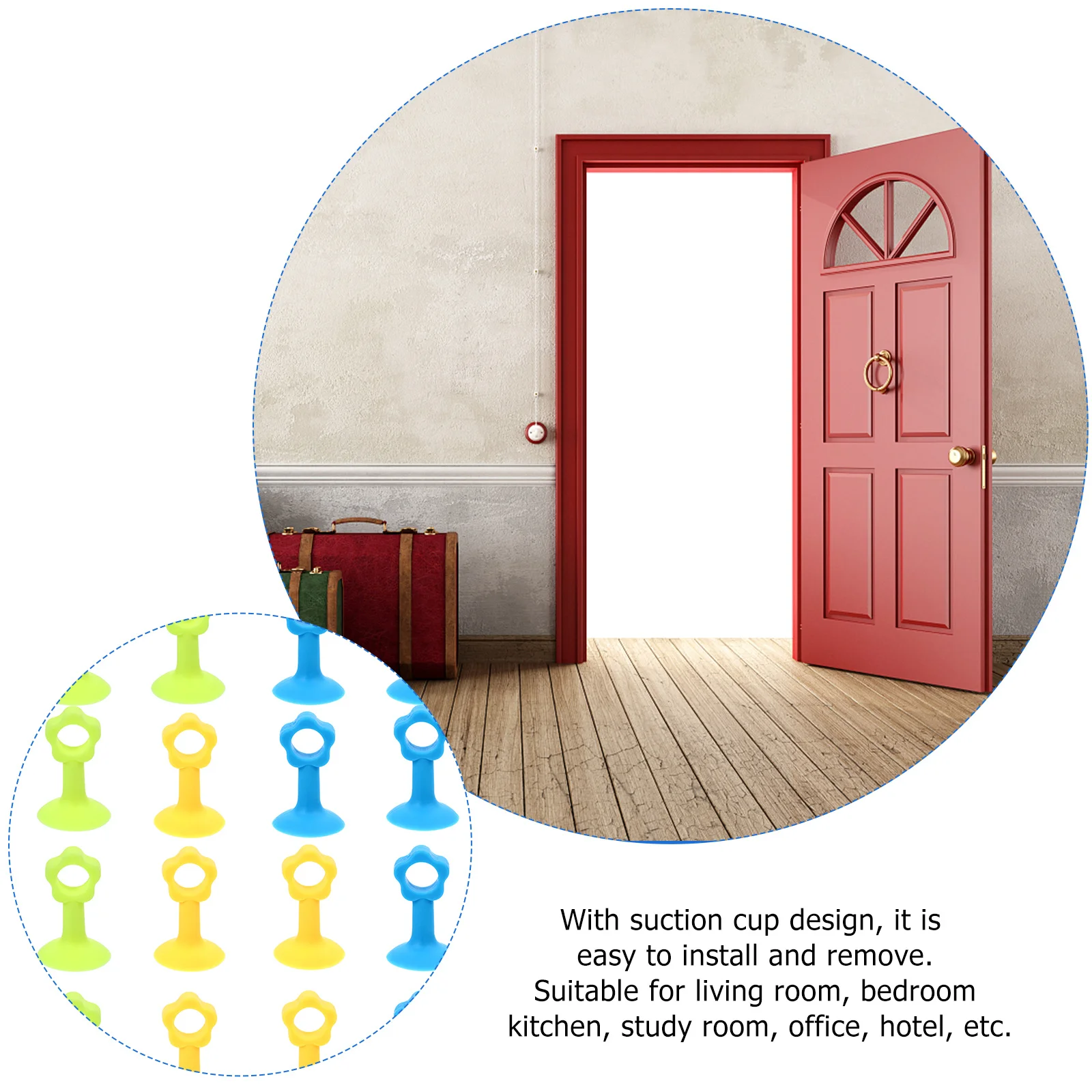 

16Pcs Silicone Door Suction Cup Anti-Collision Doorstop Wall Guard Easy to Remove Random Color Door Stopper Silent Doorstop