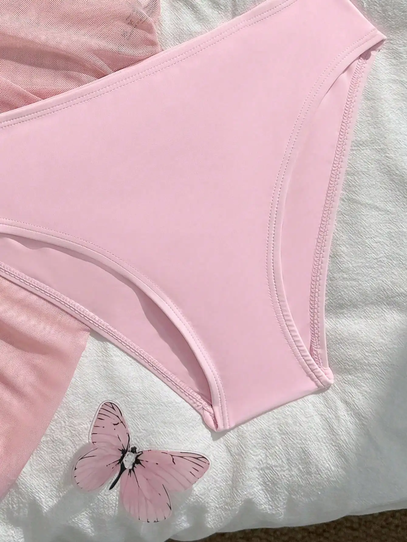 

Pink 3 Piece Bikini Set With Cover Up For Women Beach Swimwear