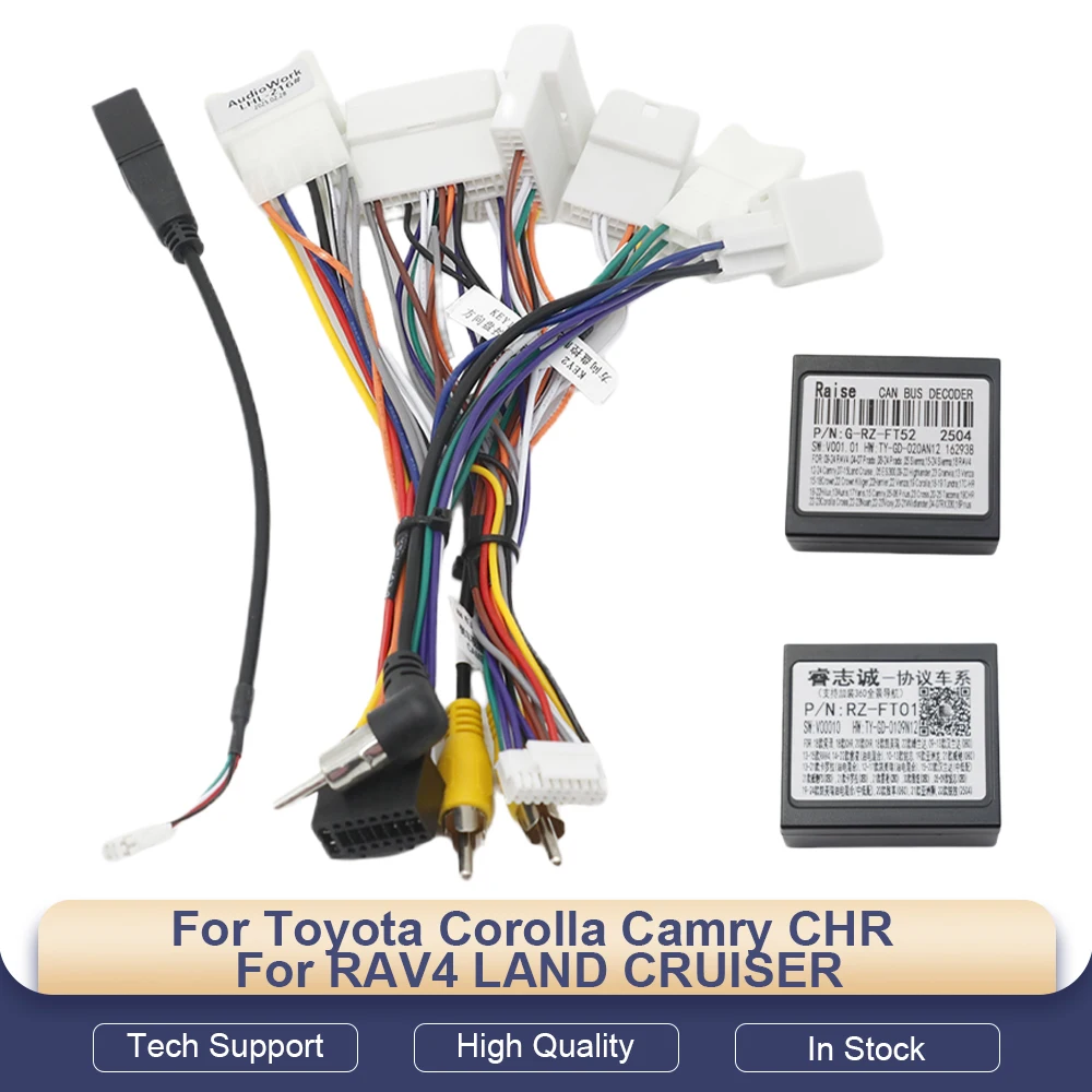 

Canbus Box RZ-FT01 RZ-FT52 for Toyota Corolla Camry CHR RAV4 LAND CRUISER Android Car Radio Wiring Harness Power Cable Accessory