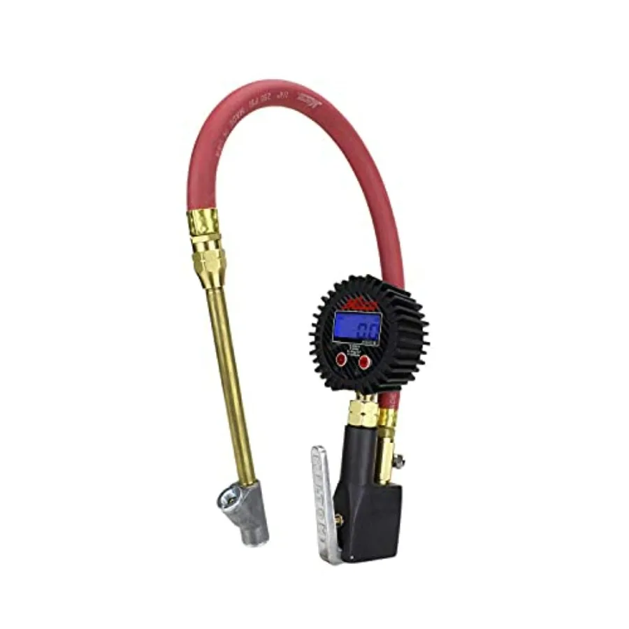 

S-531 Compact Digital Tire Inflator with Pressure Gauge 255 PSI Straight Head Air Chuck 15 Hose 2.5 Dial 360 Swivel Res: 0.1 Di
