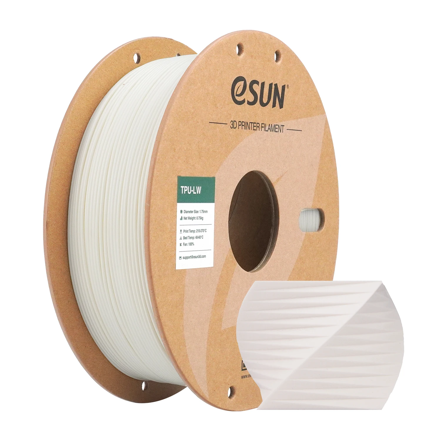 ESUN TPU 3D-Drucker-Filament 1,75 mm 0,75 kg Leichtgewicht-TPU-3D-Filament für Bambu Lab 3D Schaumstoff-Flugzeugmaterial TPU-LW-Filament