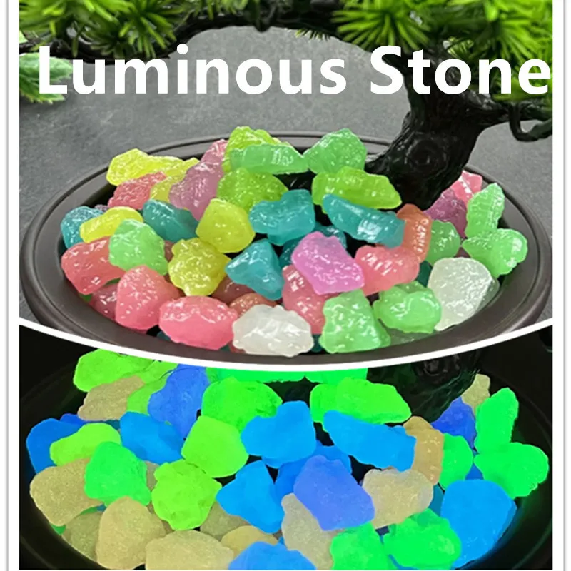 50pcs Luminous Simulated Fluorescent Rock Garden Decoration Gravel for Walkway, Plants and Bottle Decor