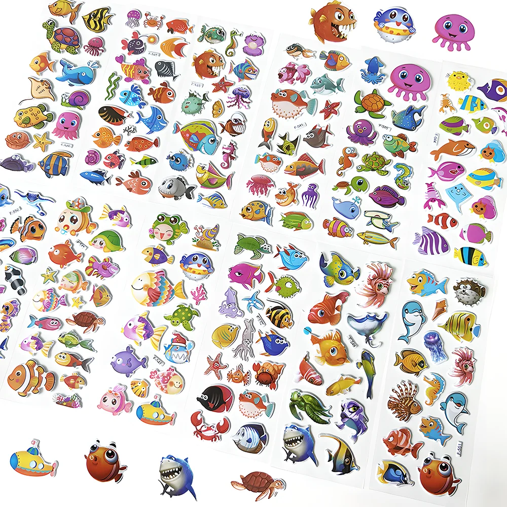 12 sheets stickers for kids cute sea life fish stickers kindergarten reward birthday gifts for children