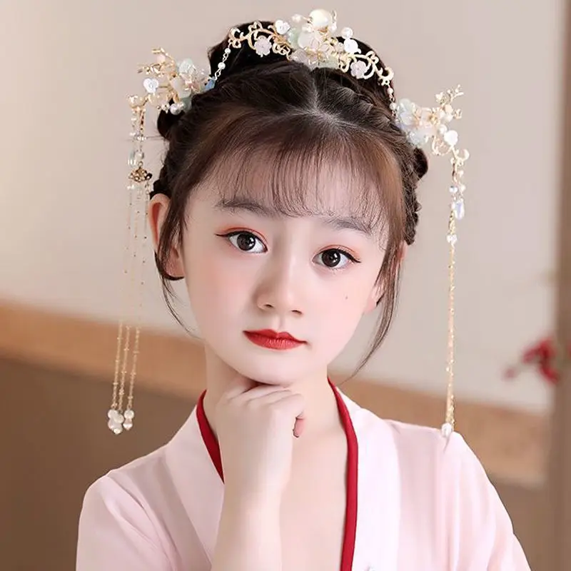 Chinese Wedding Hair Sticks Fairy Tassel Beads Tiaras For Women Vintage Han Costume Hairpin Chopstick Bridal Retro Hair Jewelry