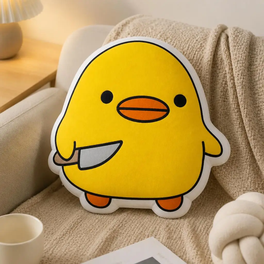 Duck With Knife Kawaii Plush Pillow Cushion Irregular Stuffed Throw Pillow Home Decor Gift Sofa Bed Couch