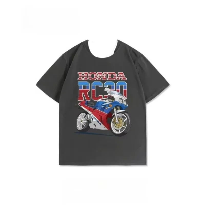 هوندا RC30 ريترو تحسين فارس المعدات 750R دراجة نارية مطبوعة مخصصة الرجال قصيرة الأكمام تي شيرت الصيف