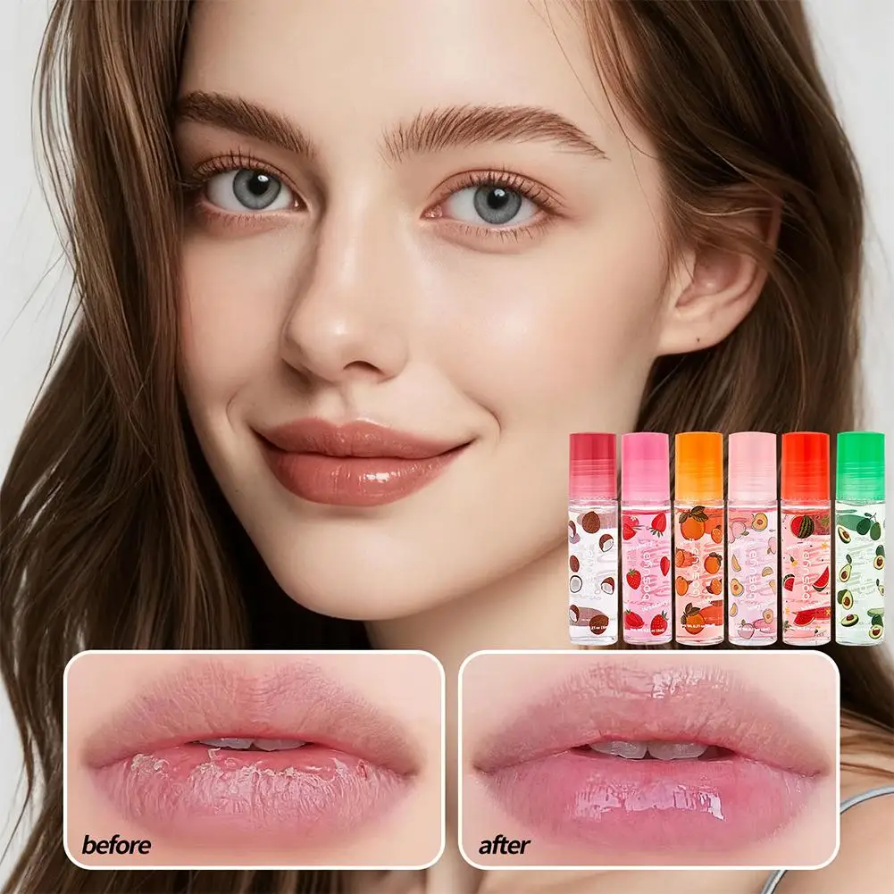 Roll-on óleo labial hidratante bálsamo labial líquido nutritivo óleo frutas presente dia dos namorados novo lábio transparente colo l2r7