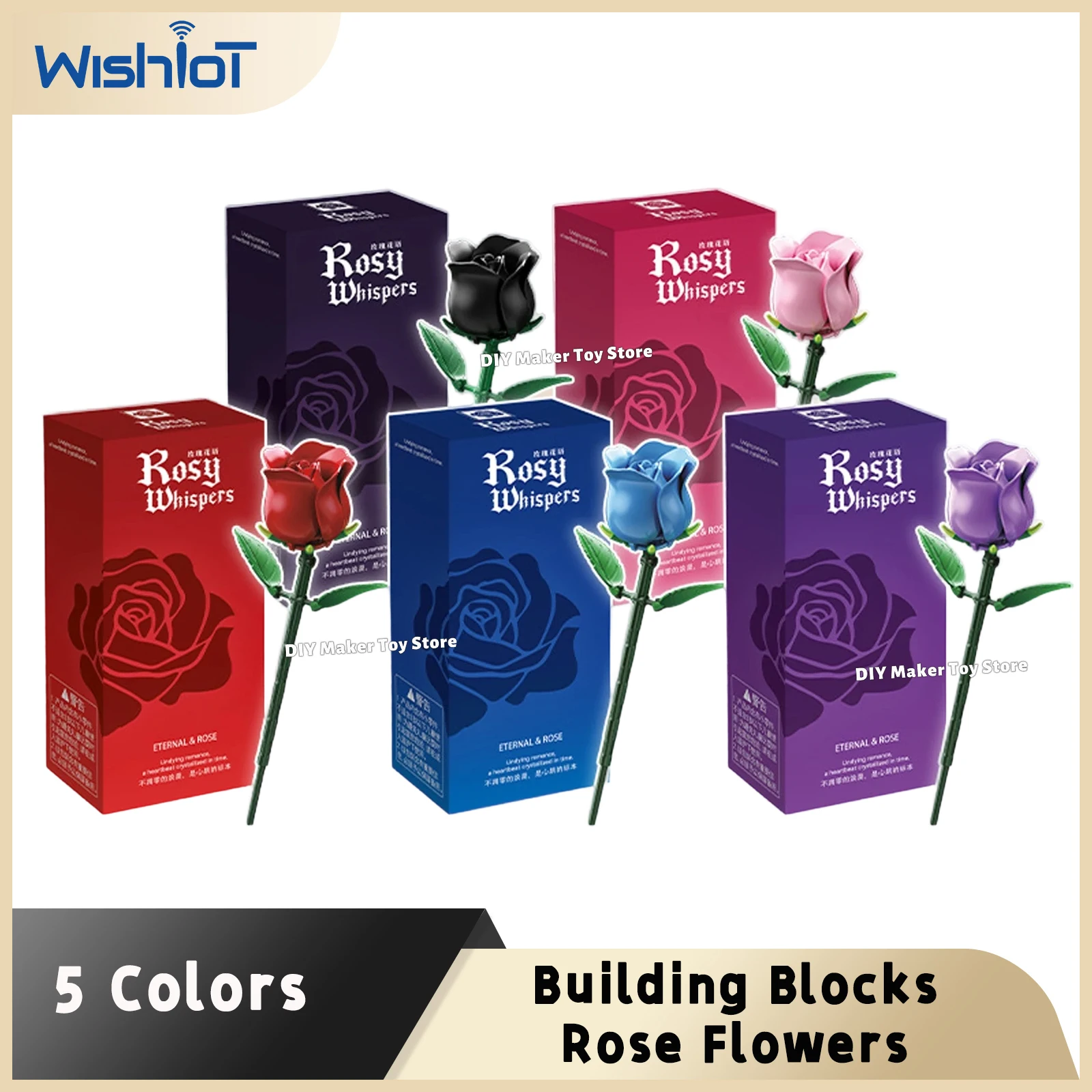 Bausteine mit Konservierten Blumen DIY Romantischer Rosenstrauß Kreative Schwarze Rose Gotische Fotorequisiten Schreibtisch-Deko Spielzeug Mädchengeschenk