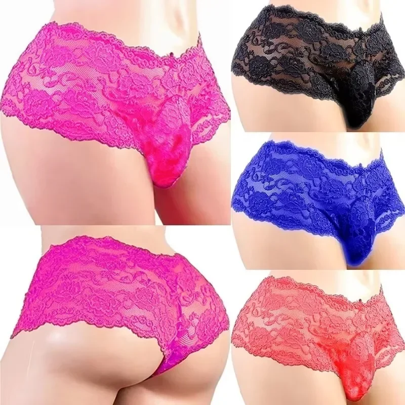 Men's Underwear Sexy Lingerie Sexy Panties Plus Siz Lace Sissy Male Breathable Jockstrap Briefs G-String Thongs Porno Underpants image 2