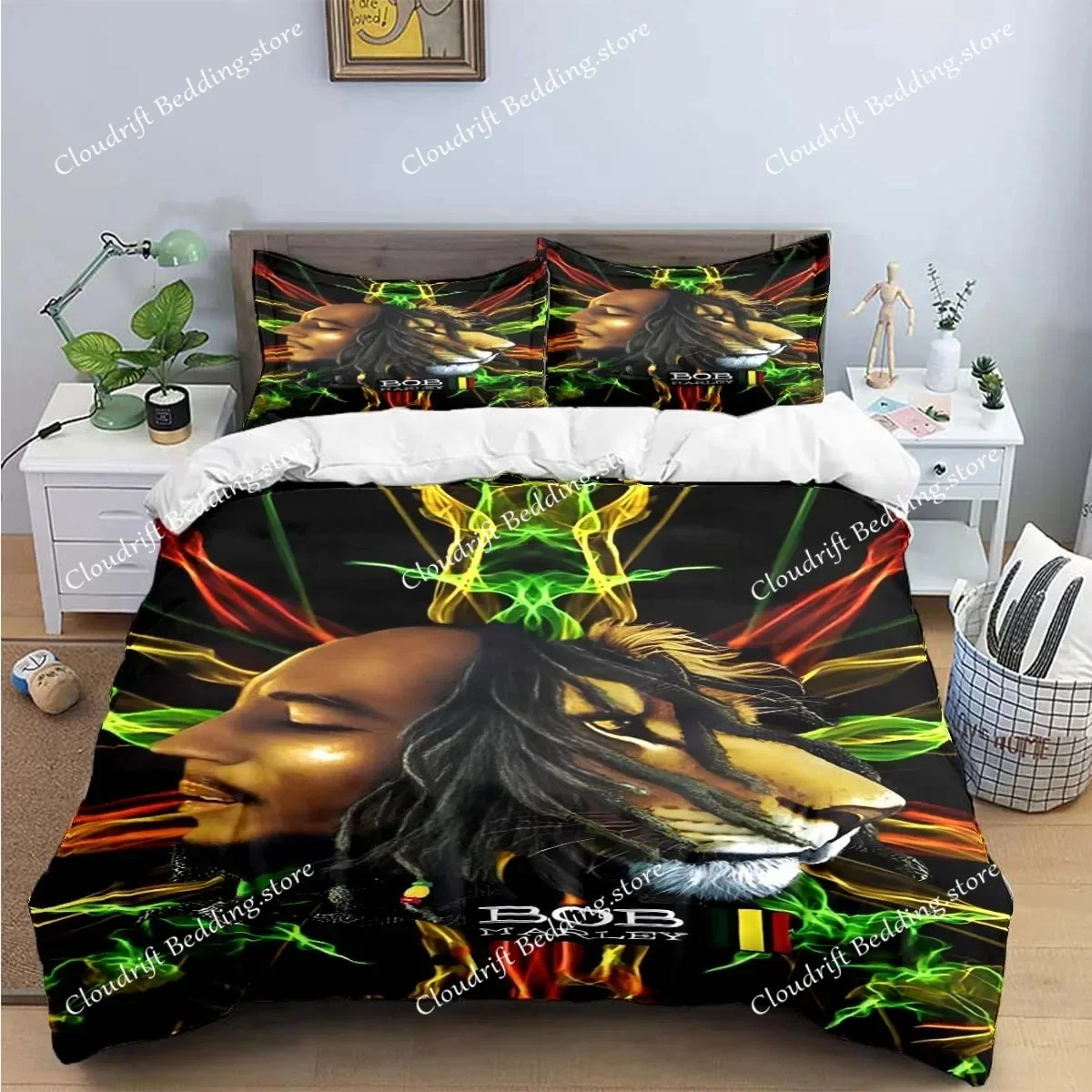 New Singer R-Reggae Bob Marley Pattern Bedding Sets Bed Supplies Set Duvet Cover Comforter Set Bedding Set Luxury Birthday Gift