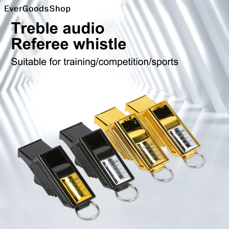 New Professional Soccer Referee Whistles Big Sound Gold Silver Football Whistles Seedless Plastic Emergency Basketball Whistle