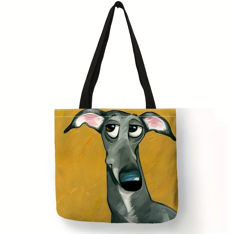 Cute Dog Print Tote Bag, Large Capacity Shoulder Bag, Women\'s Casual Handbag For Work School Shopping