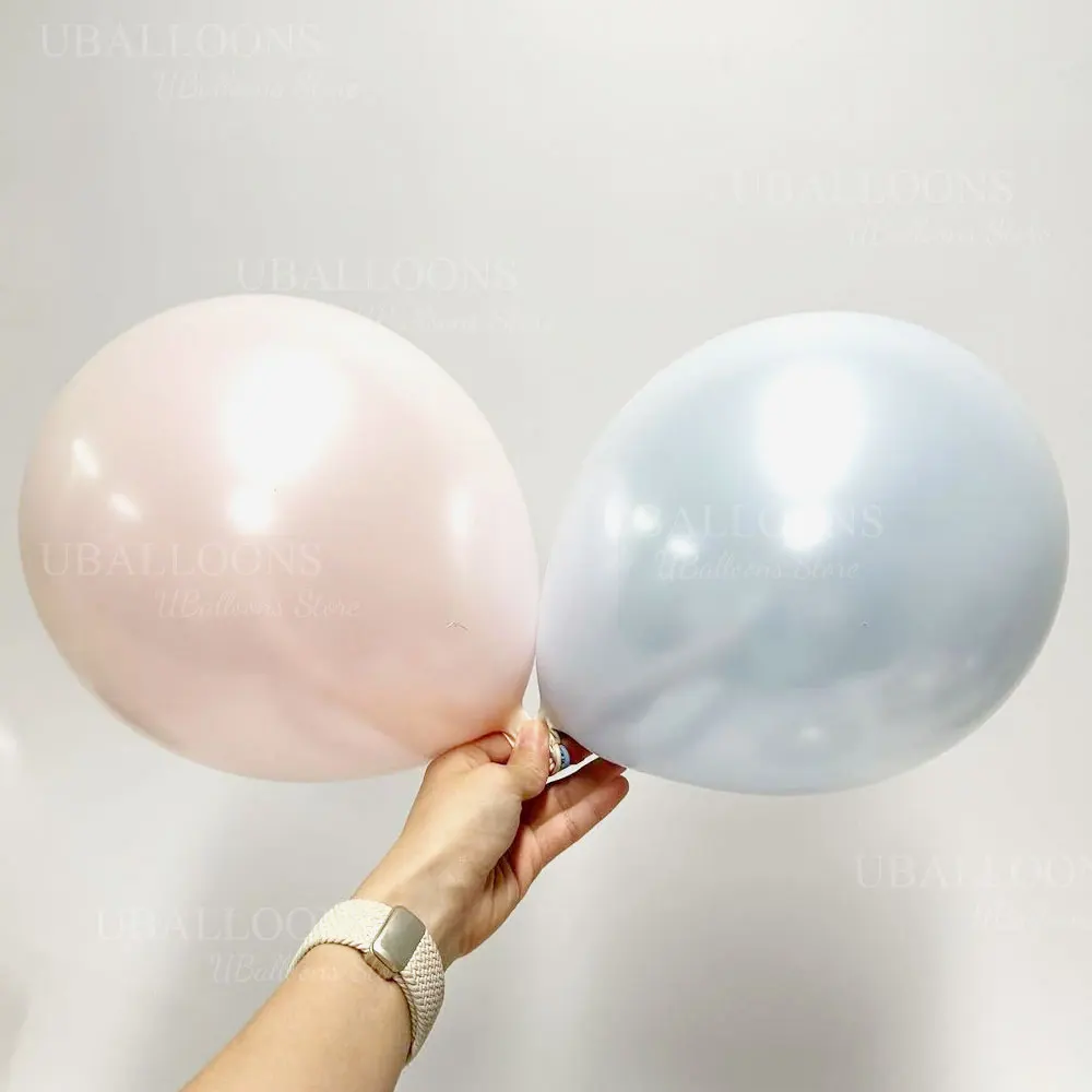 Doppelt gefüllte perlweiße Luftballons, 5/10/12/18 Zoll, doppellagige perlweiße Latexballons für Hochzeit, Geburtstag, Babyparty, Dezember – Detail 4