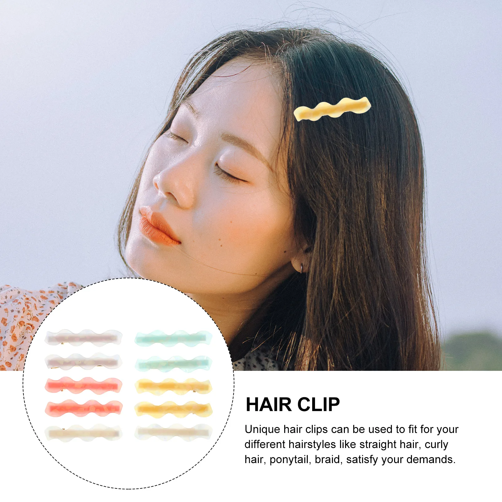 

10 Pcs Hairpin Clips Acetate Sheet Metal Barrettes for Girls Women Hair Accessories Durable Wave Shape Suitable Outfit Parties