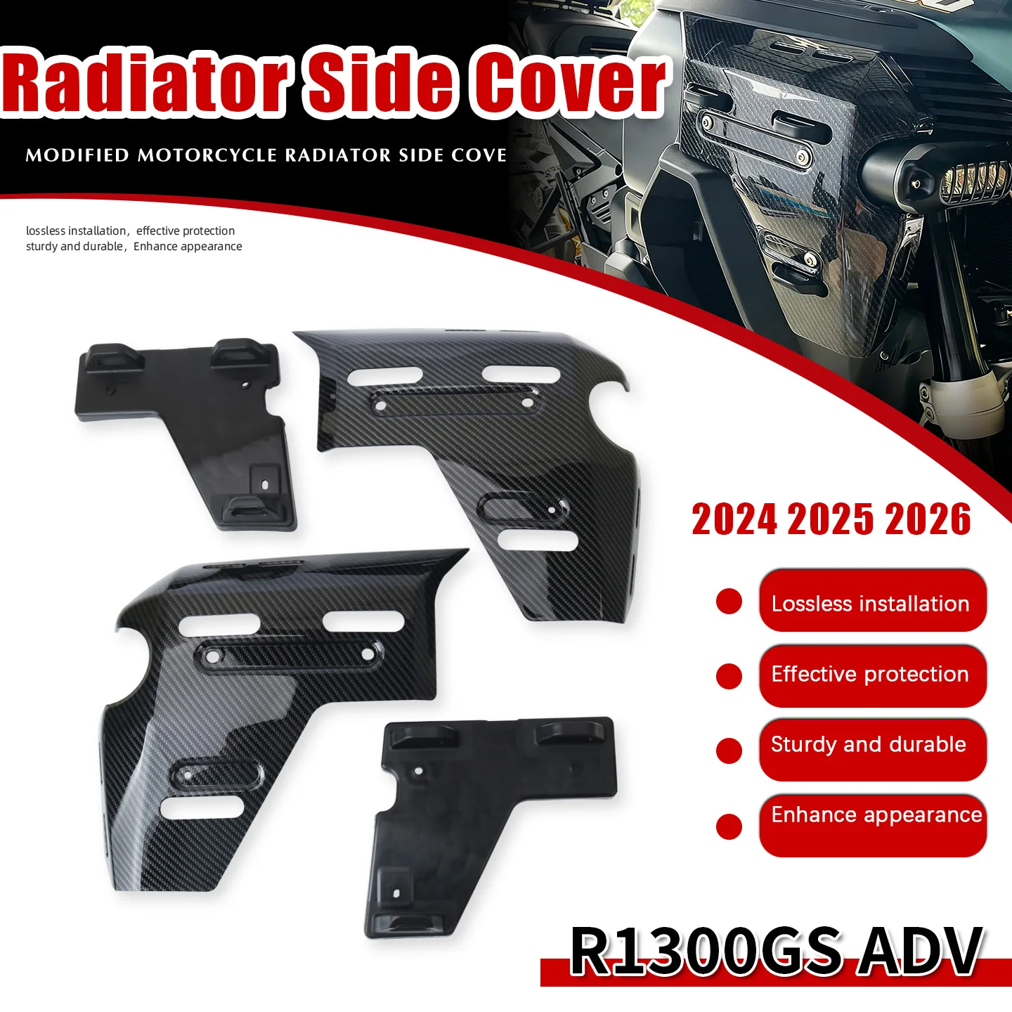 

For R 1300 GS Adventure R1300GS ADV 2024-2026 Motorcycle Radiator Side Panel Water Tank Guards Cover Frame Protector Fairing