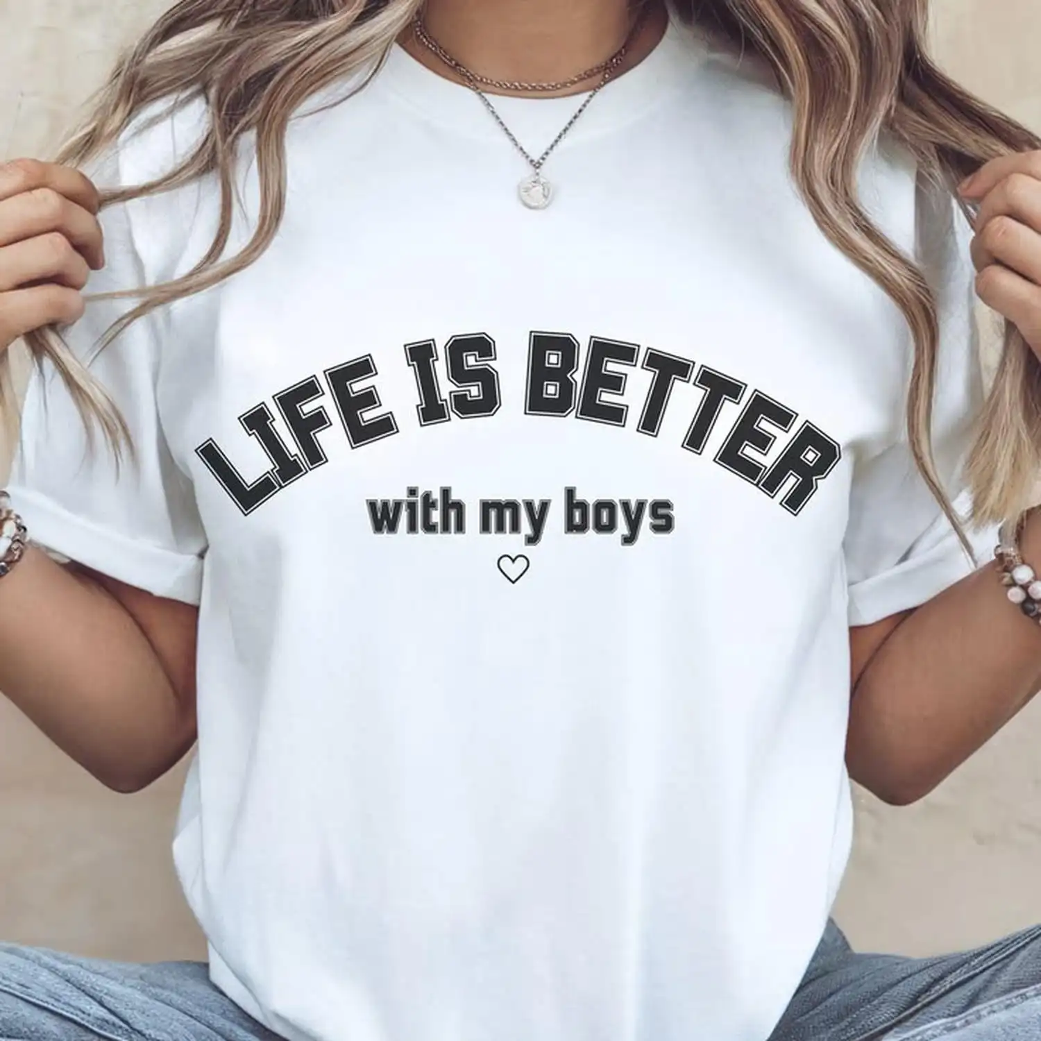 Life Is Better with Son by My Side T-Shirt, Mom Son T-Shirt, Gift for Son, Boy Mom T-Shirt, Funny Mom T-Shirt, Mom T-Shirt, Mom Life T-Shirt
