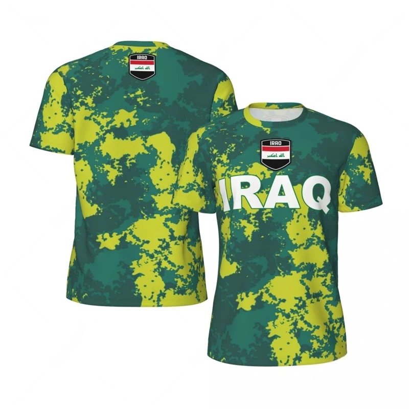 Iraq Flag Graphic Football Jersey Fashion National Emblem 3D Printed Sports Man T Shirt Casual Oversized Breathable Tees Tops