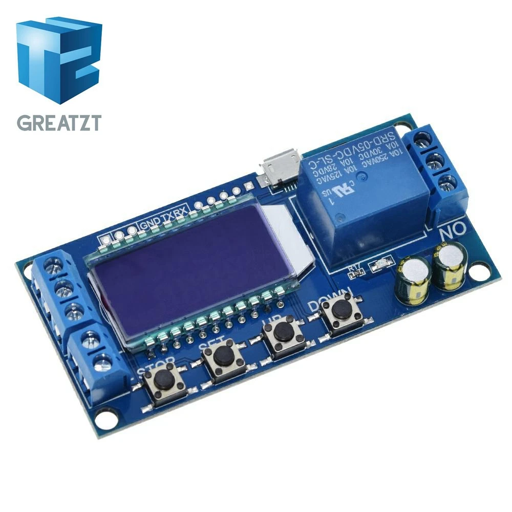 GREATZT 6-30V Micro USB Digital LCD Display Time Delay Relay Module Control Timer Switch Trigger Cycle Module XY-LJ02