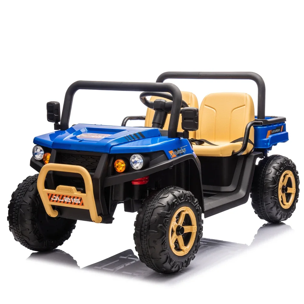 24V Kids Ride on UTV W/Parents Remote Control,Two-seater,Automatic Tipping Bucket,Rear Wheel Suspension,Portable Handle