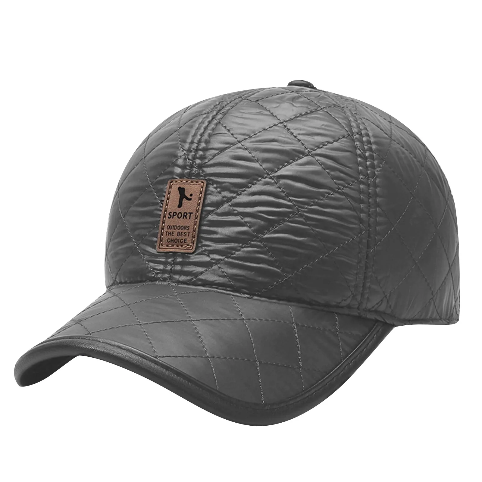 Winter Men PU Baseball Cap Warm Ear Flap Hat Thickened Cold Weather Outdoor Sports Casual Style with Adjustable Strap view 4